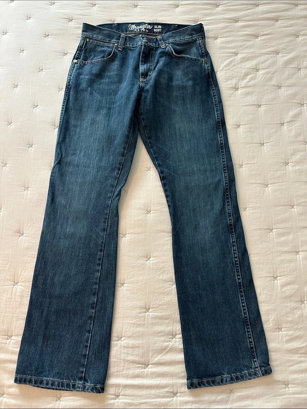 Wrangler Retro Men's Dark Blue Slim Boot Jeans